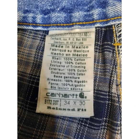 Carhartt Flannel Lined Workwear Jeans Size 34 x 30 Medium Wash Blue Denim Warm - Picture 3 of 6